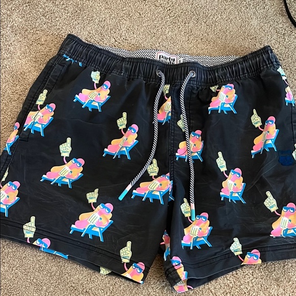Party Pants Gray Swim Shorts with Hotdog Print - Picture 1 of 6